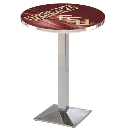 Holland Bar Stool Co 42" Chrome Florida State (Script) Pub Table, 36" dia. Top L217C4236FSU-FS-D2